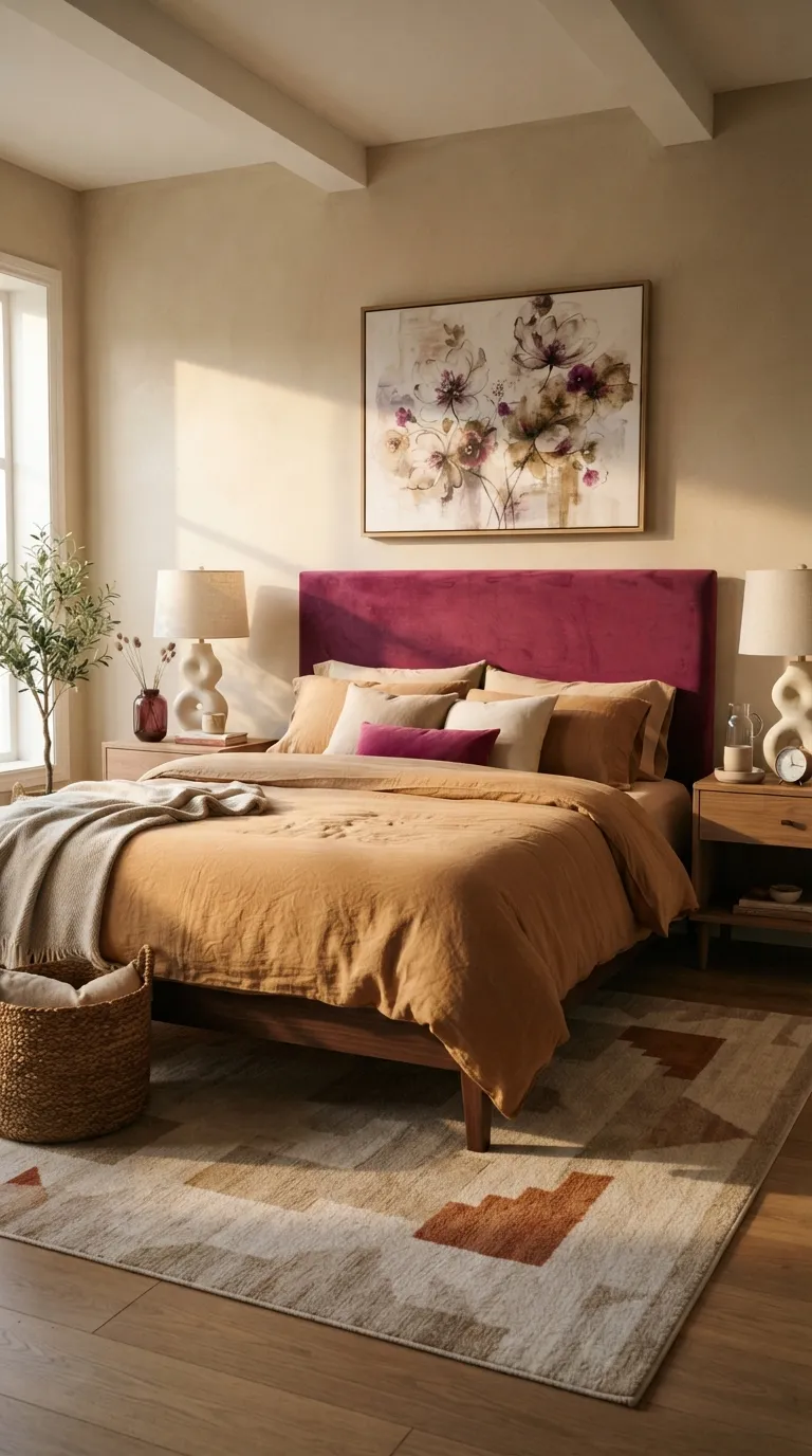 aesthetic home color palette ideas Magenta & Warm Beige