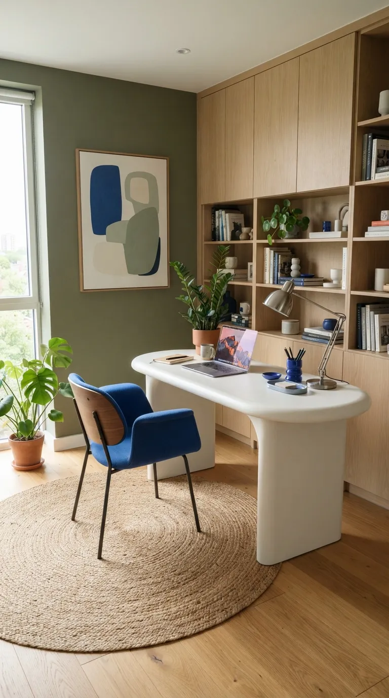 aesthetic home color palette ideas Olive & Electric Blue