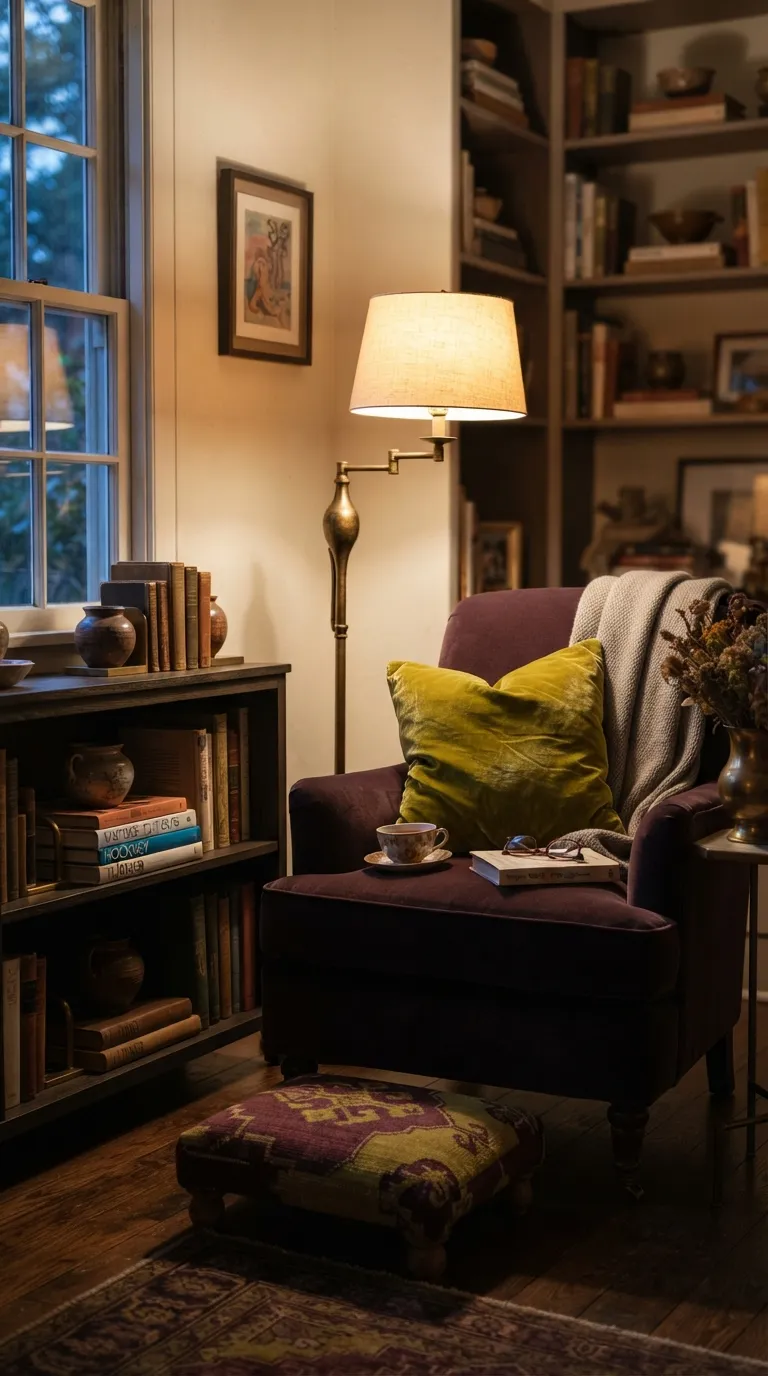 aesthetic home color palette ideas Plum & Chartreuse Accents
