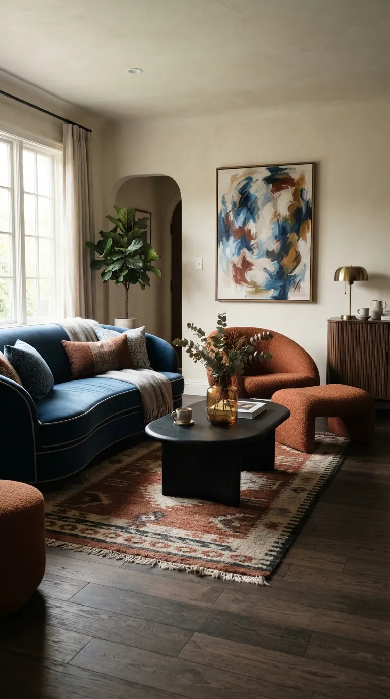 aesthetic home color palette ideas Sapphire & Burnt Orange