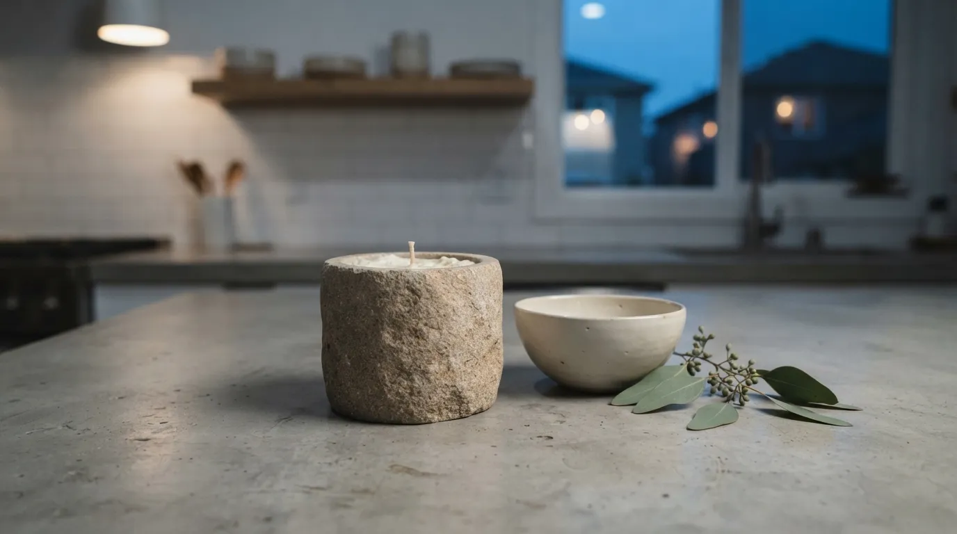 aesthetic kitchen counter decor ideas Minimal Candle Accent