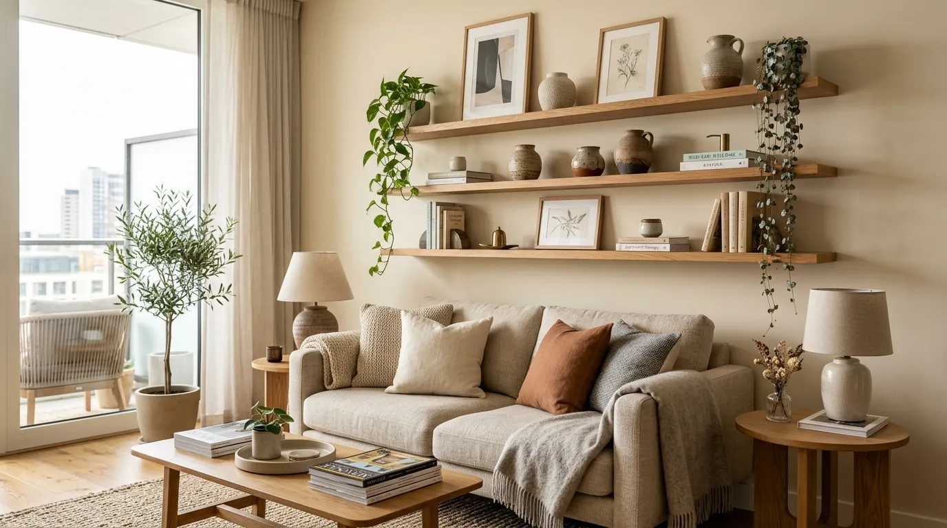 apartment living room Floating Shelves