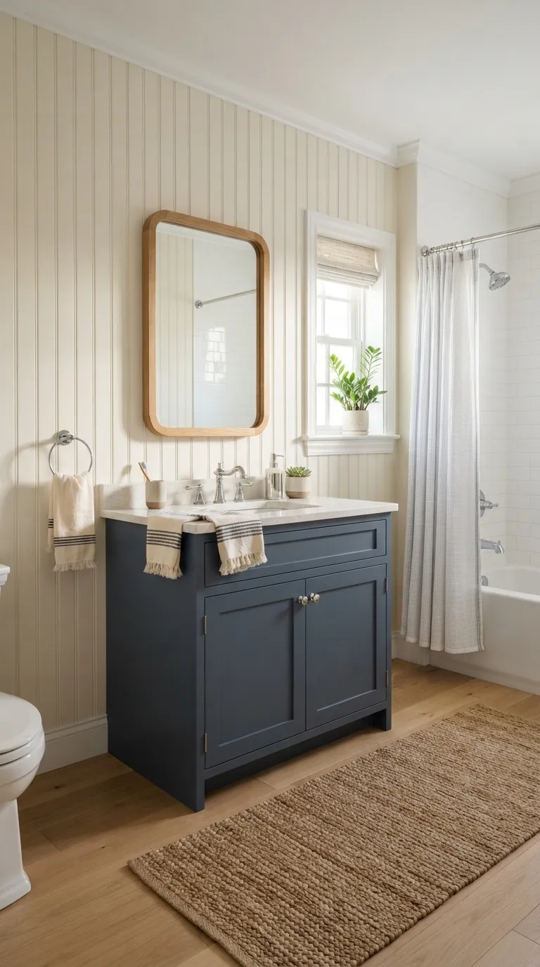 bathroom vanity ideas on a budget Add Beadboard Around the Vanity