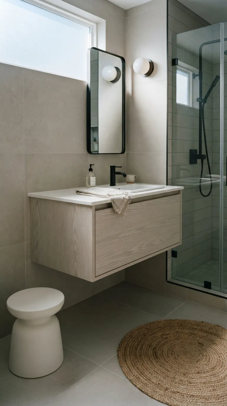 bathroom vanity ideas on a budget Install a Slim Wall-Mounted Vanity