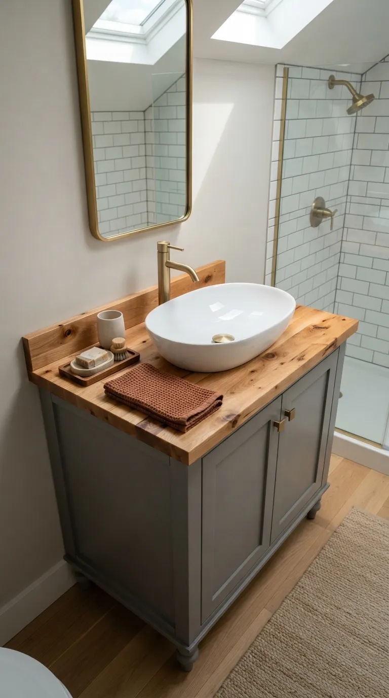 bathroom vanity ideas on a budget Try a Butcher Block Vanity Countertop