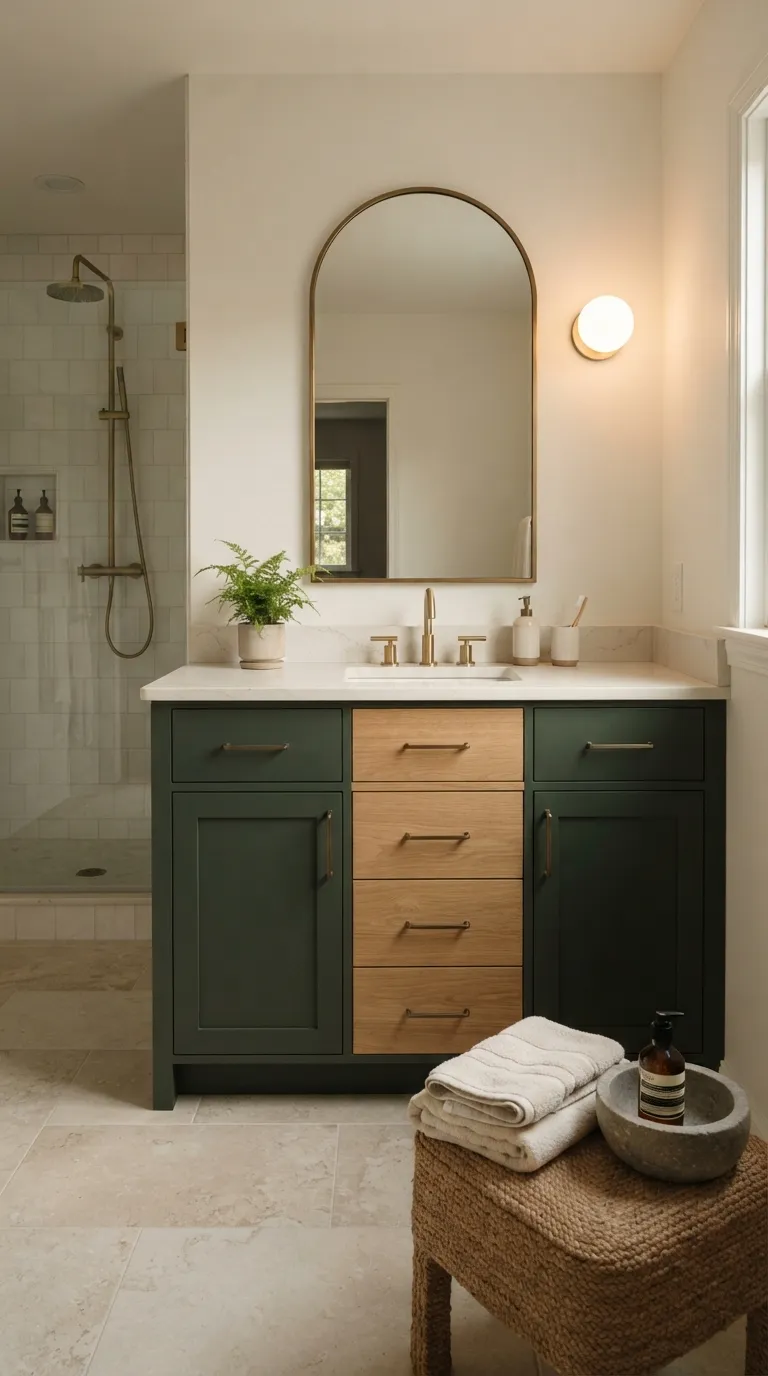 bathroom vanity ideas on a budget Try a Two-Tone Vanity Design