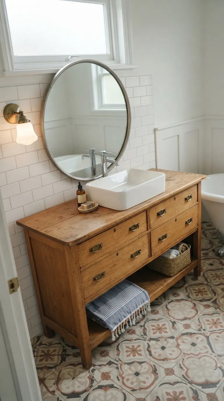 bathroom vanity ideas on a budget Turn a Thrifted Dresser Into a Vanity