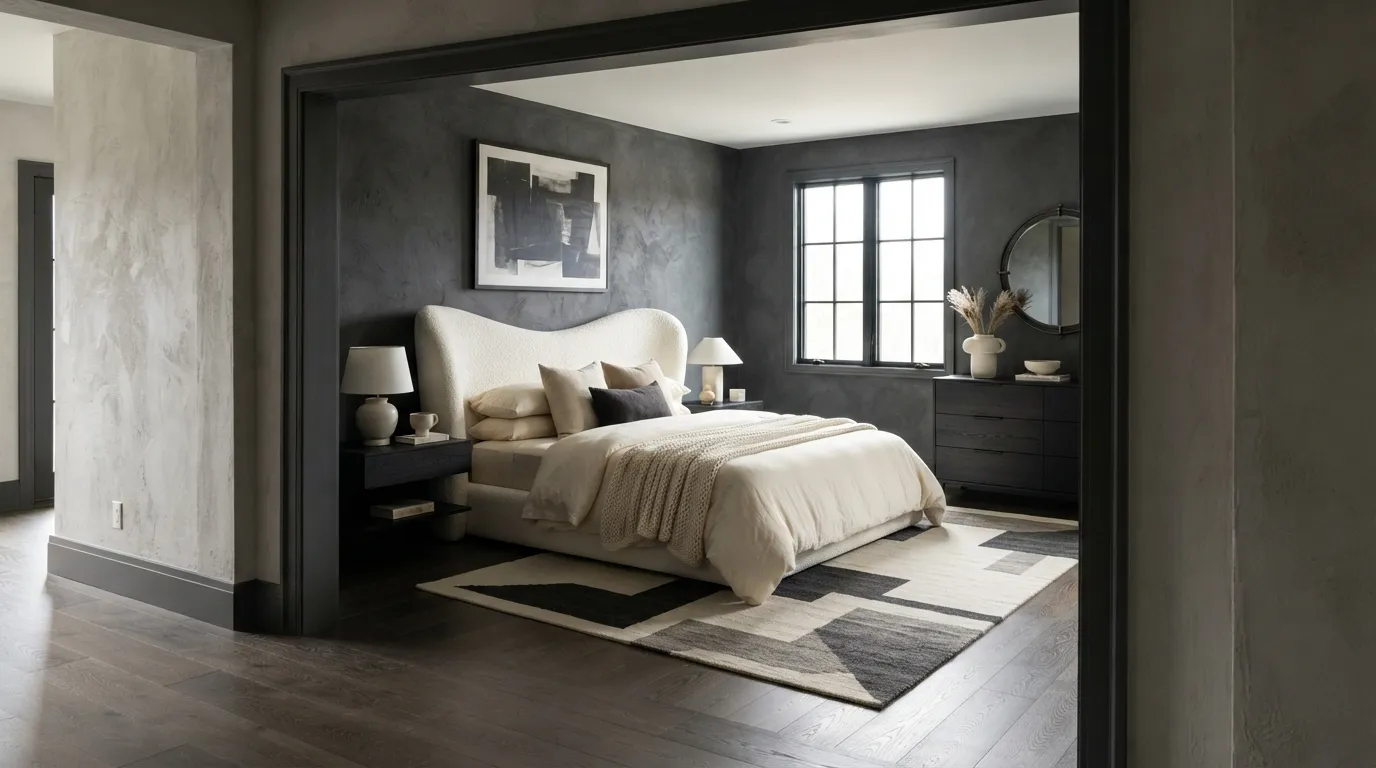 bedroom color trends Charcoal and Cream