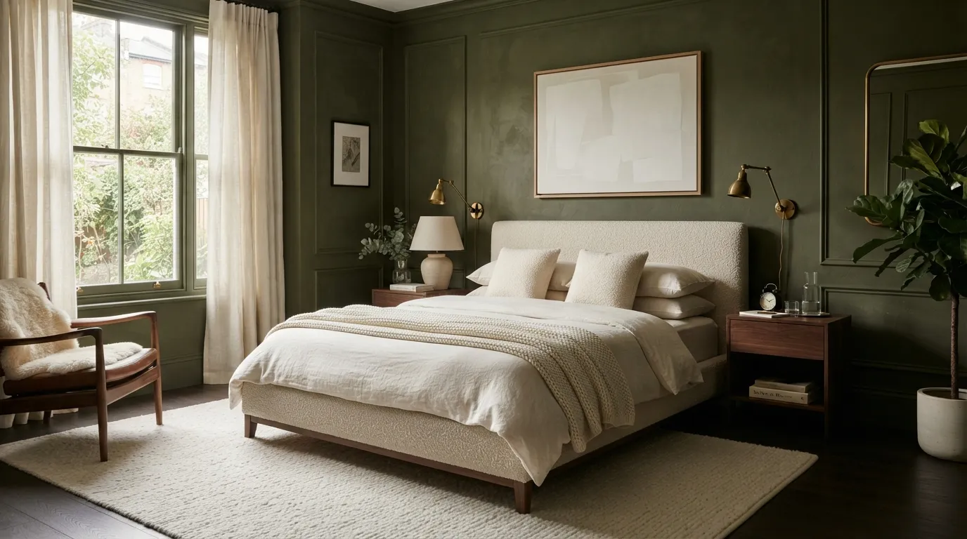 bedroom color trends Moody Olive Walls