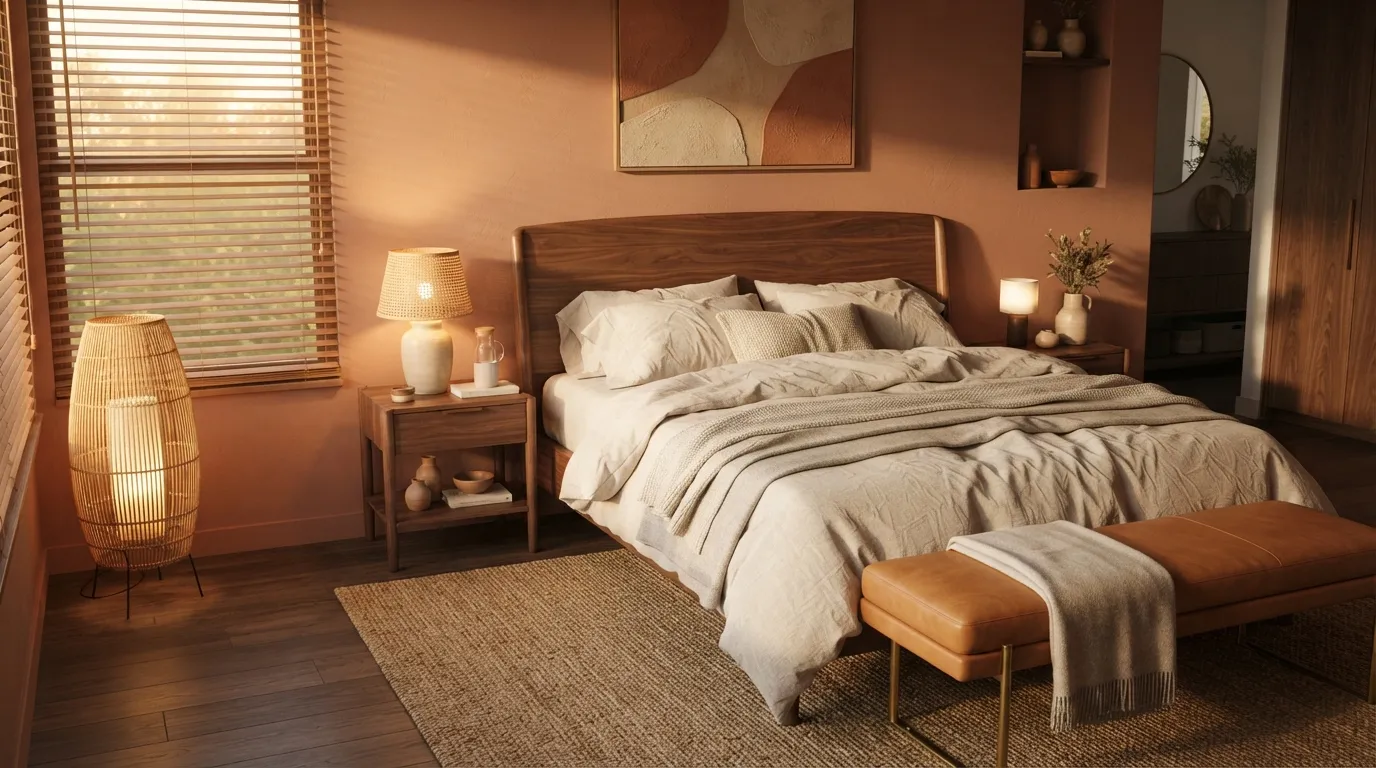 bedroom color trends Muted Terracotta