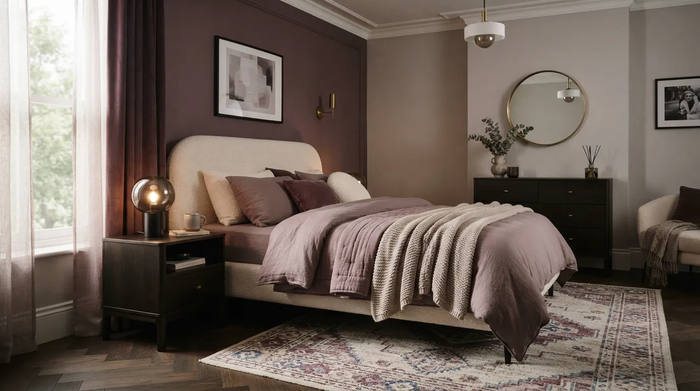 bedroom color trends Plum Accent Wall