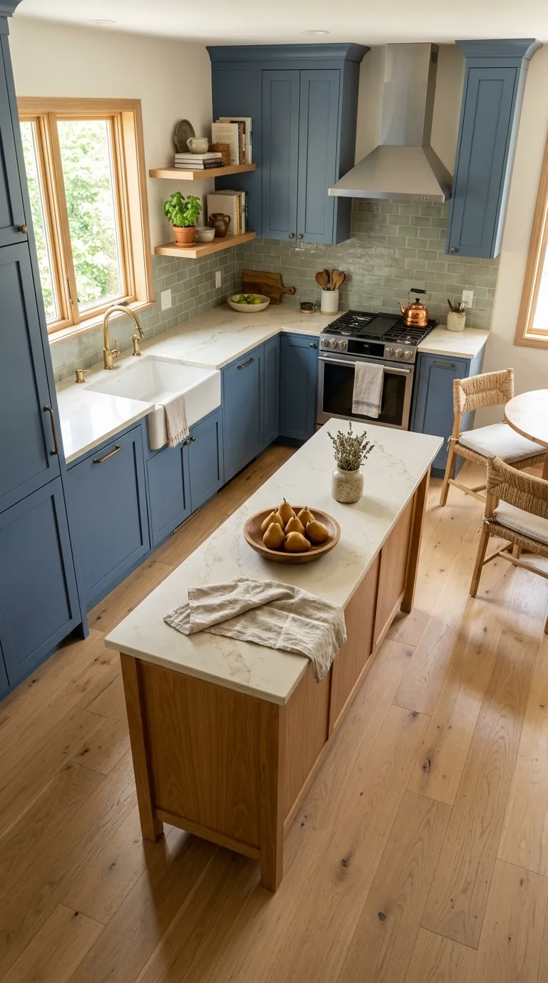 blue kitchen color palette ideas Blue Cabinets With Sage Green