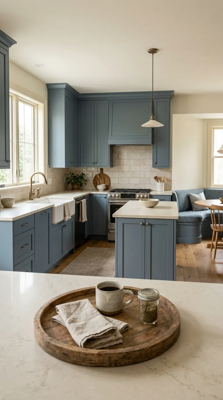 blue kitchen color palette ideas Blue-Gray With Cream