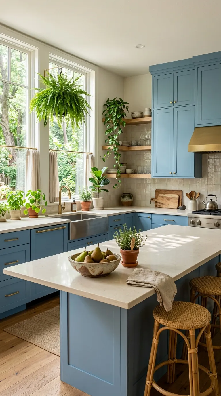 blue kitchen color palette ideas Blue With Natural Greenery