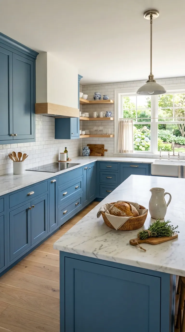 blue kitchen color palette ideas Coastal Blue With White Tile