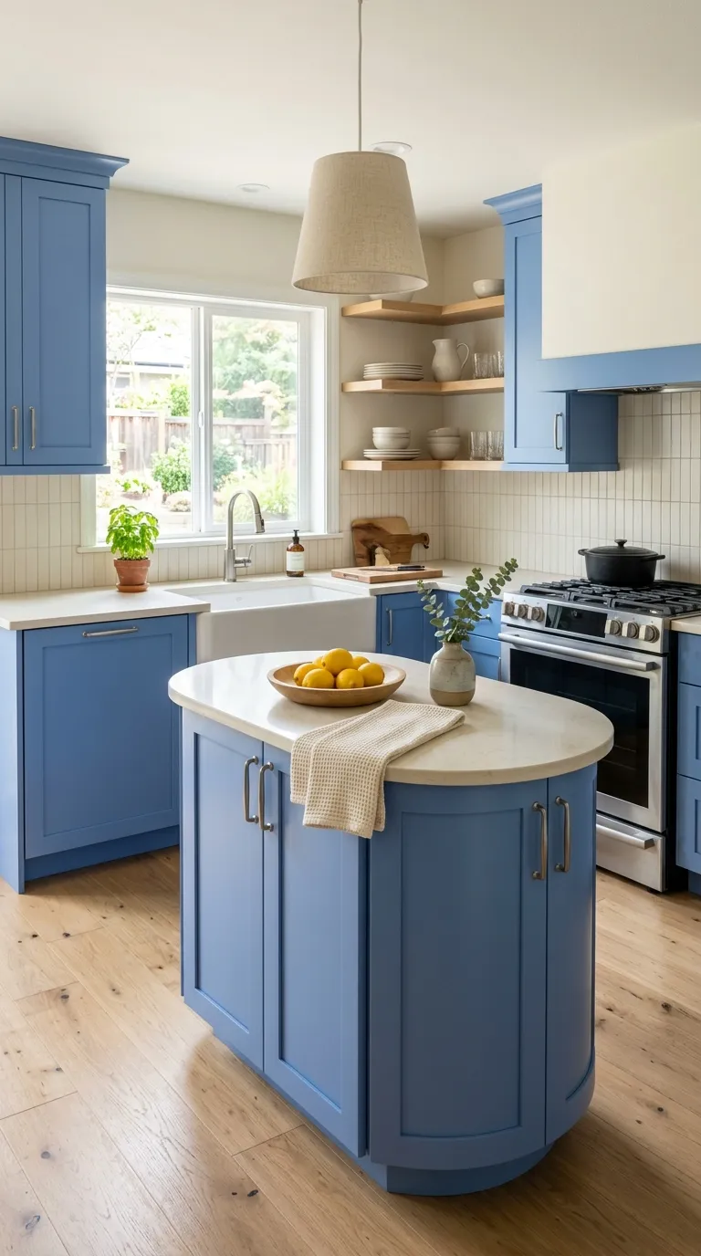blue kitchen color palette ideas Cornflower Blue With White Oak