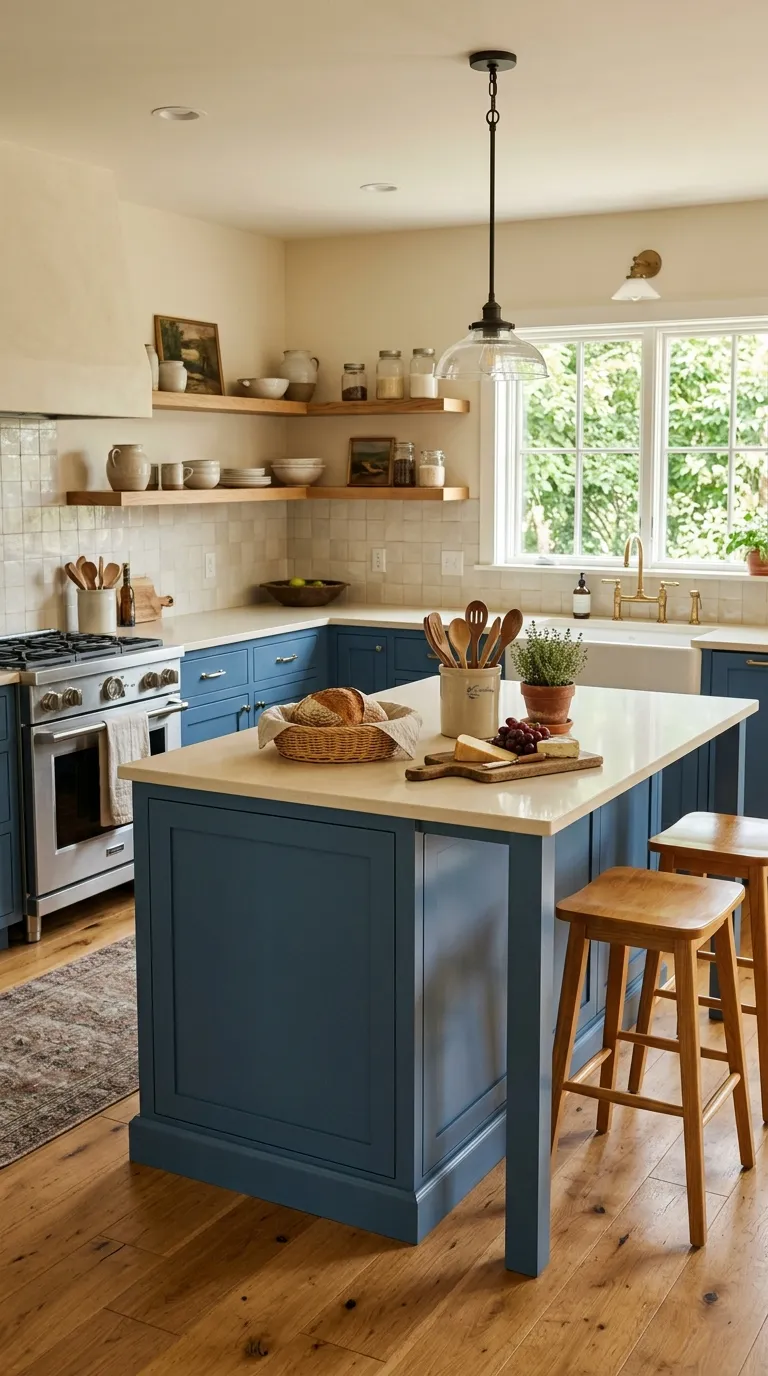 blue kitchen color palette ideas Denim Blue With Creamy Beige