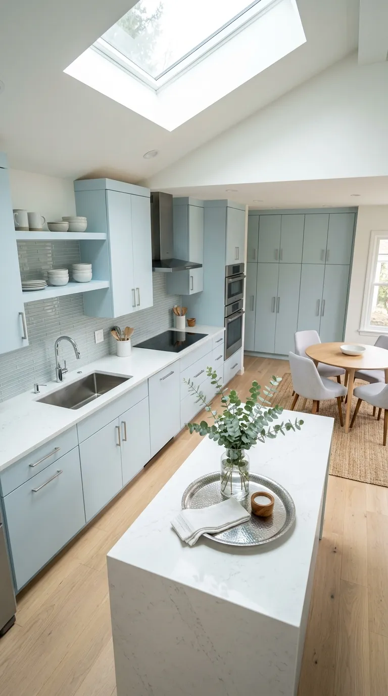 blue kitchen color palette ideas Ice Blue With Silver Accents