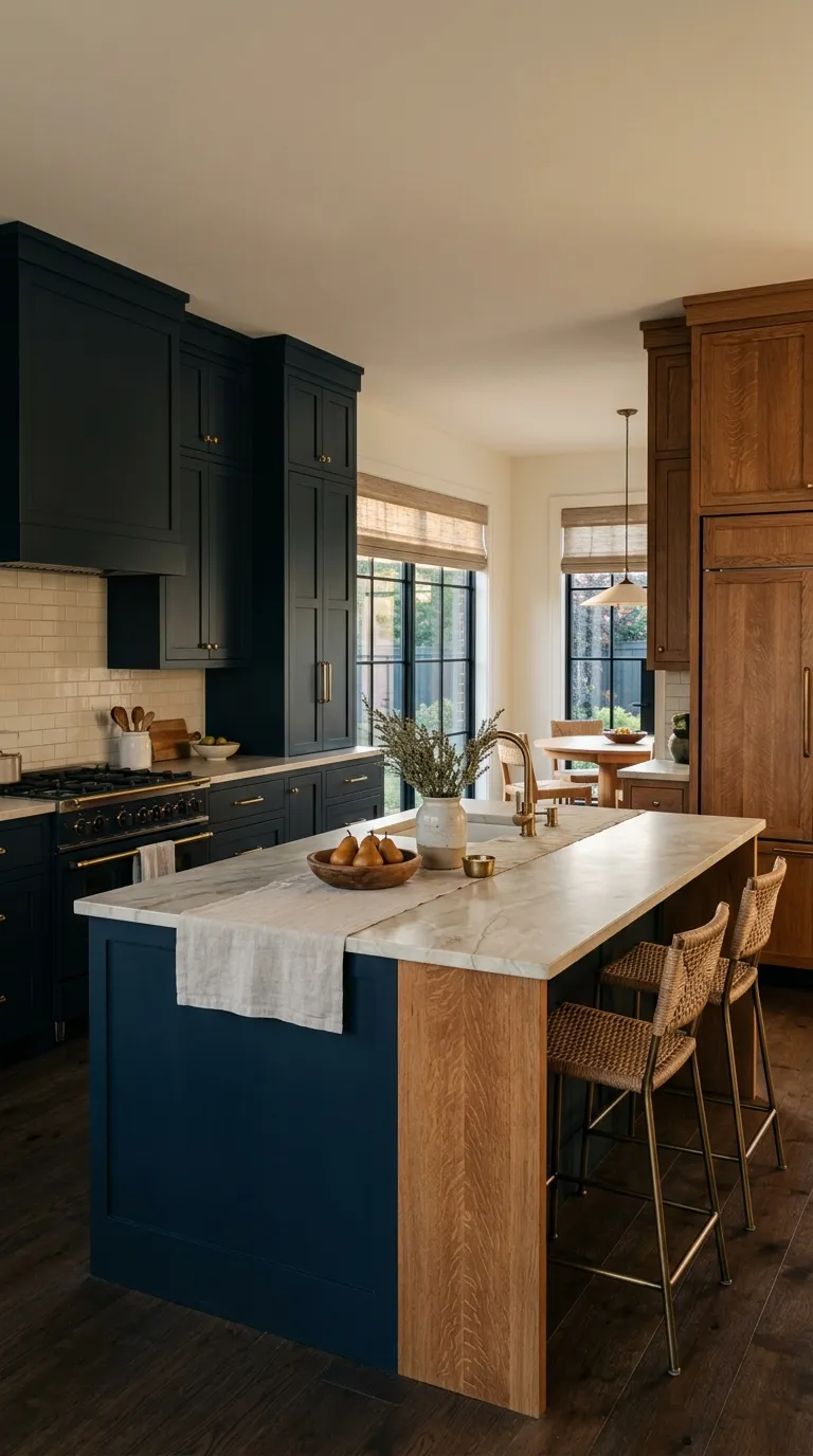 blue kitchen color palette ideas Midnight Blue With Warm Oak