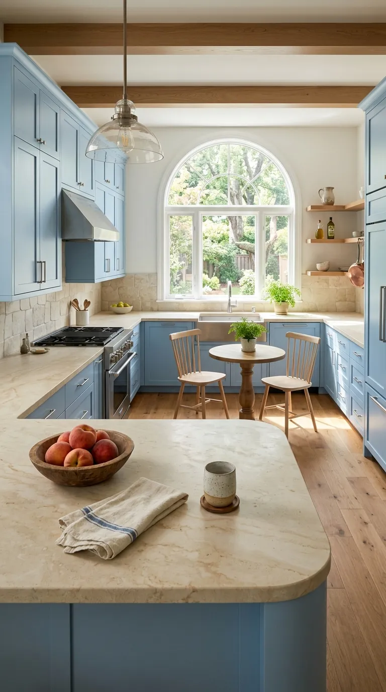 blue kitchen color palette ideas Sky Blue With Natural Stone