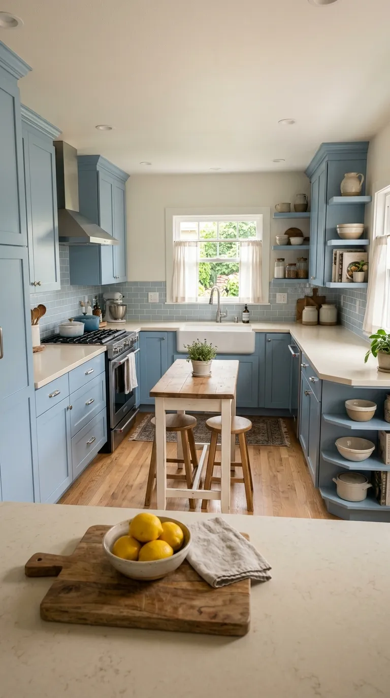 blue kitchen color palette ideas Soft Blue and Warm White