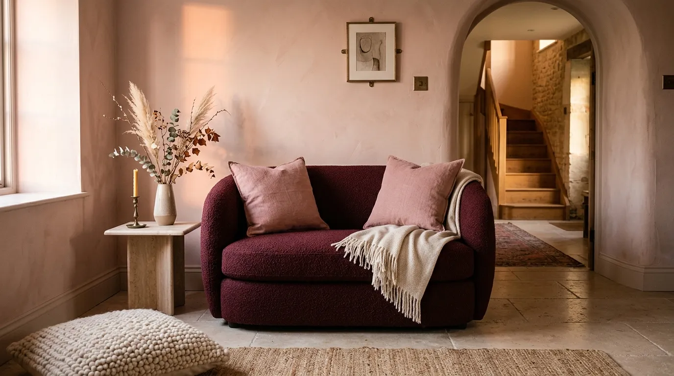 bold color combinations for home decor Burgundy and Dusty Pink