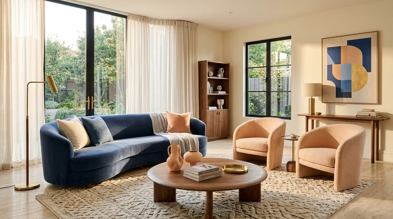 bold color combinations for home decor Indigo and Peach