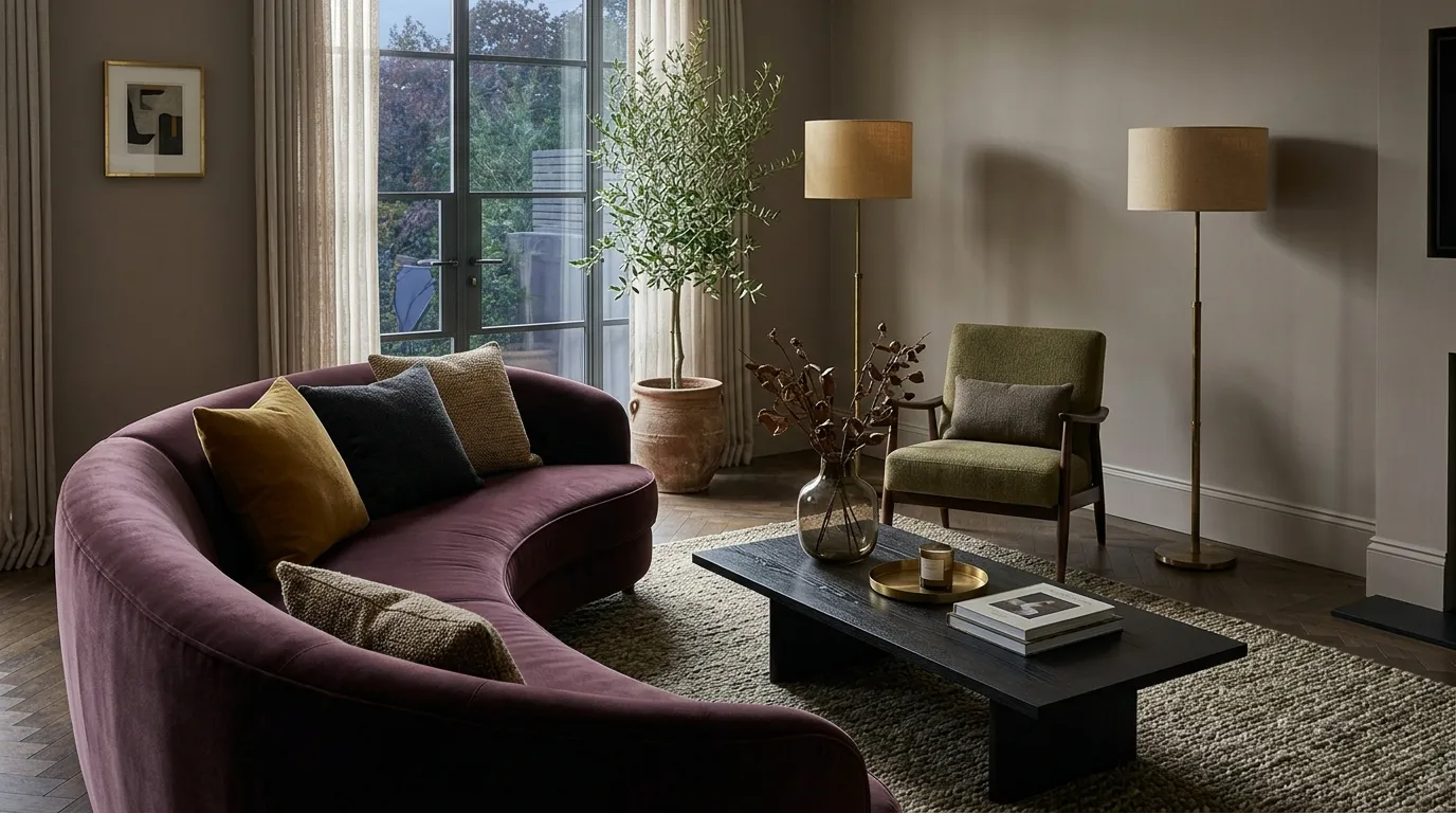 bold color combinations for home decor Plum and Olive