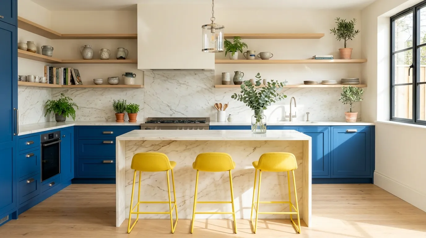 bold color combinations for home decor Sapphire and Lemon