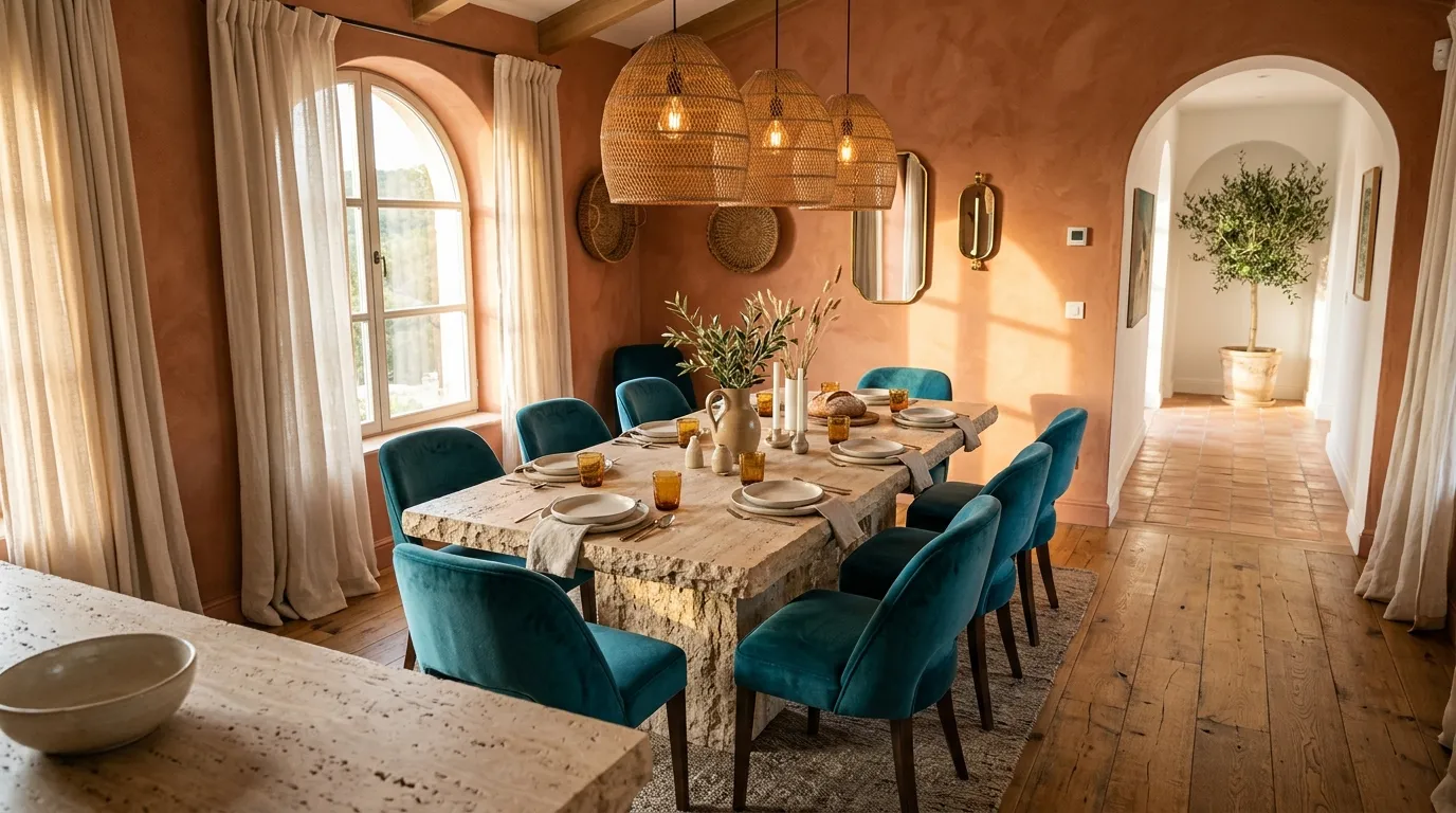 bold color combinations for home decor Terracotta and Teal