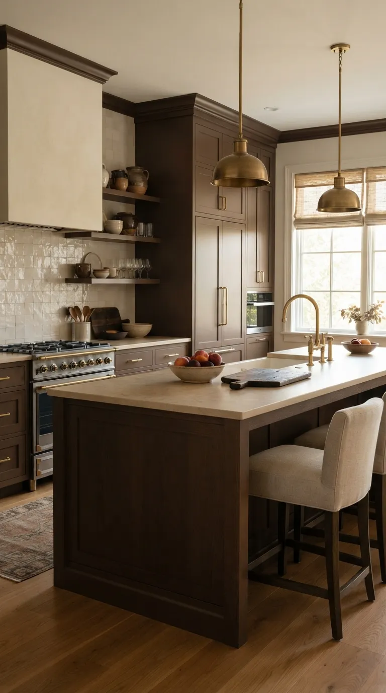 bold kitchen color ideas Chocolate Brown Cabinets for a Cozy Luxe Feel