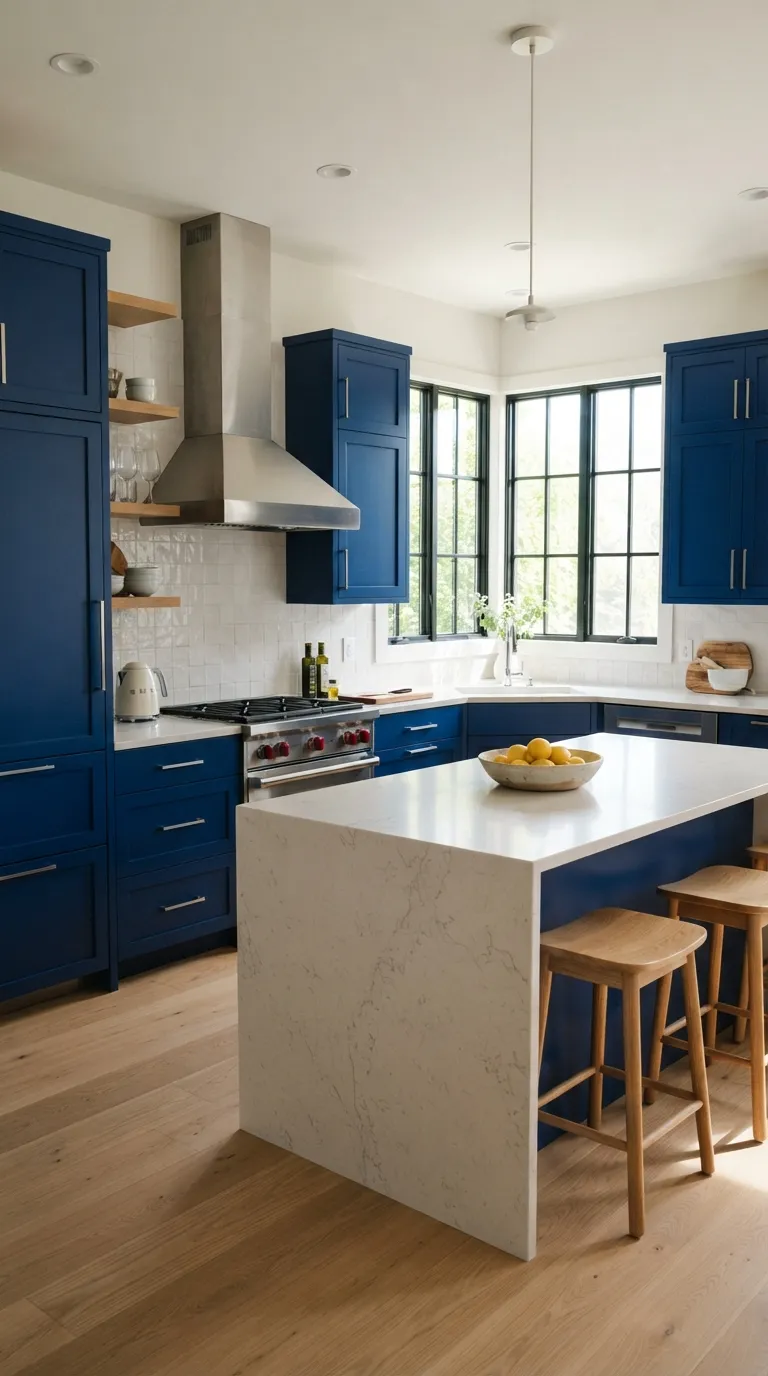 bold kitchen color ideas Cobalt Blue Cabinets for a Fresh Statement
