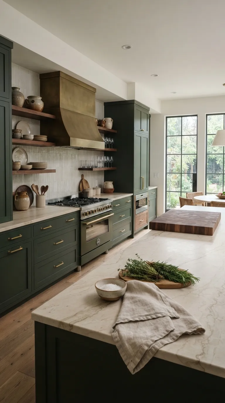 bold kitchen color ideas Deep Forest Green Cabinets for a Rich Kitchen