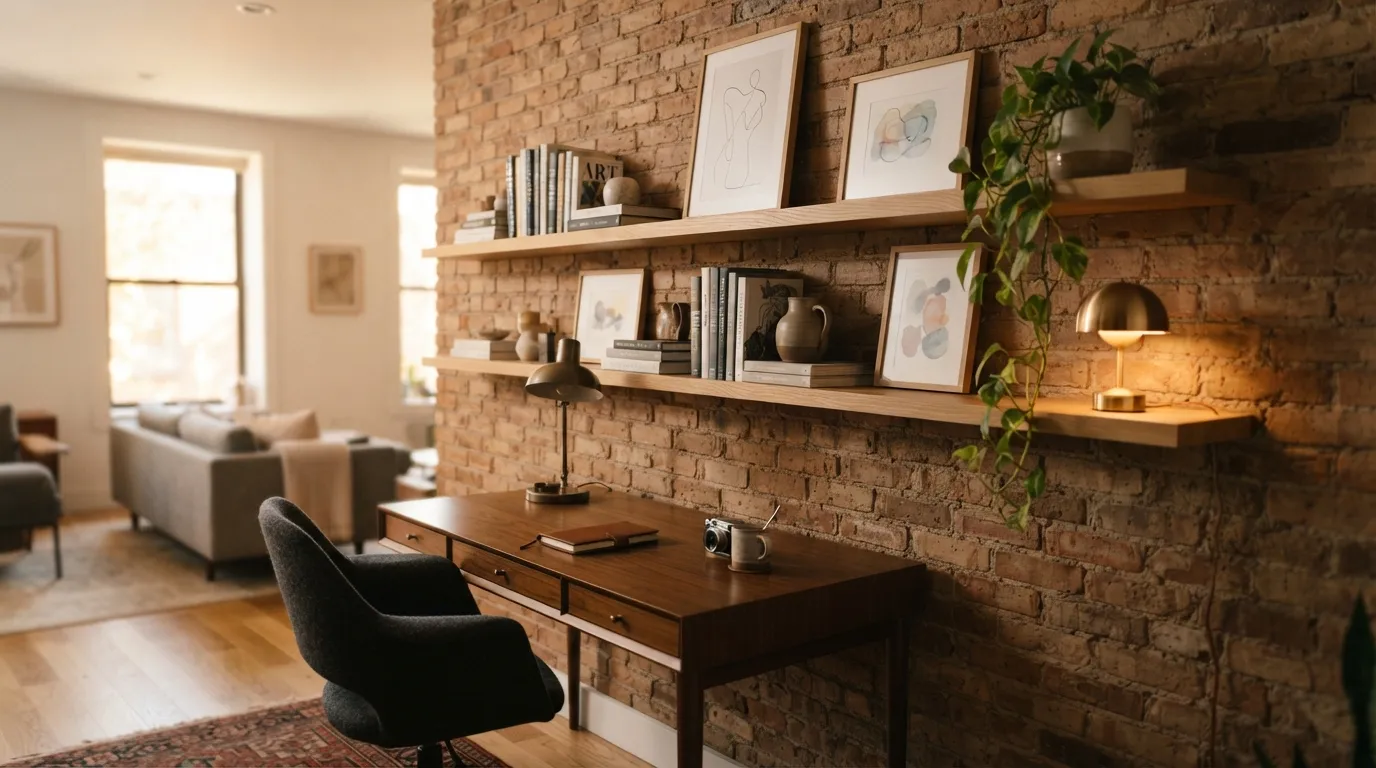 Brick Wall Ideas Floating Shelf Display