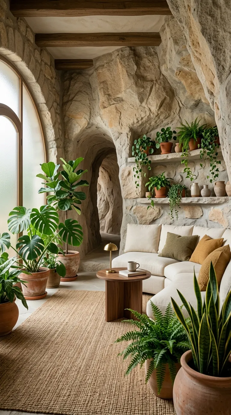 cave homes Cave Home With Indoor Plants