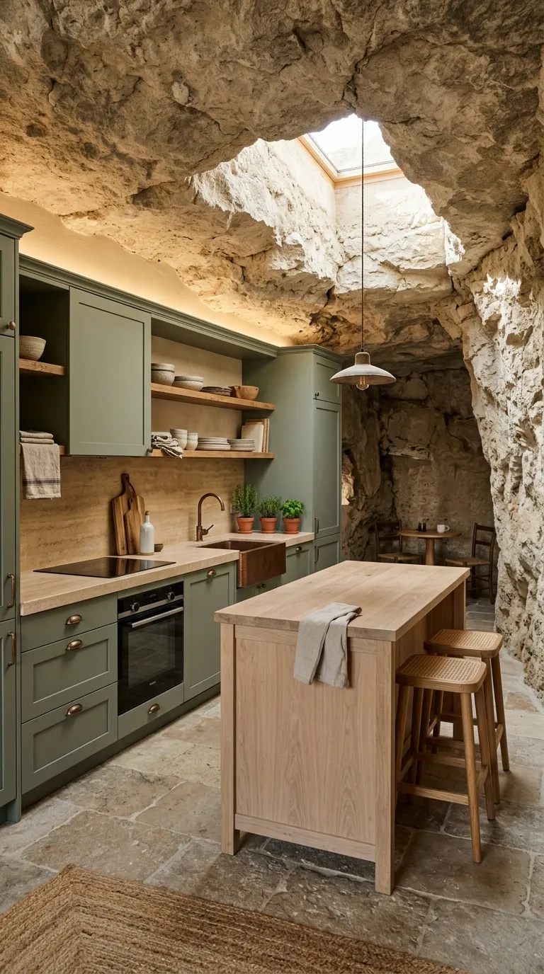 cave homes Earthy Cave Kitchen