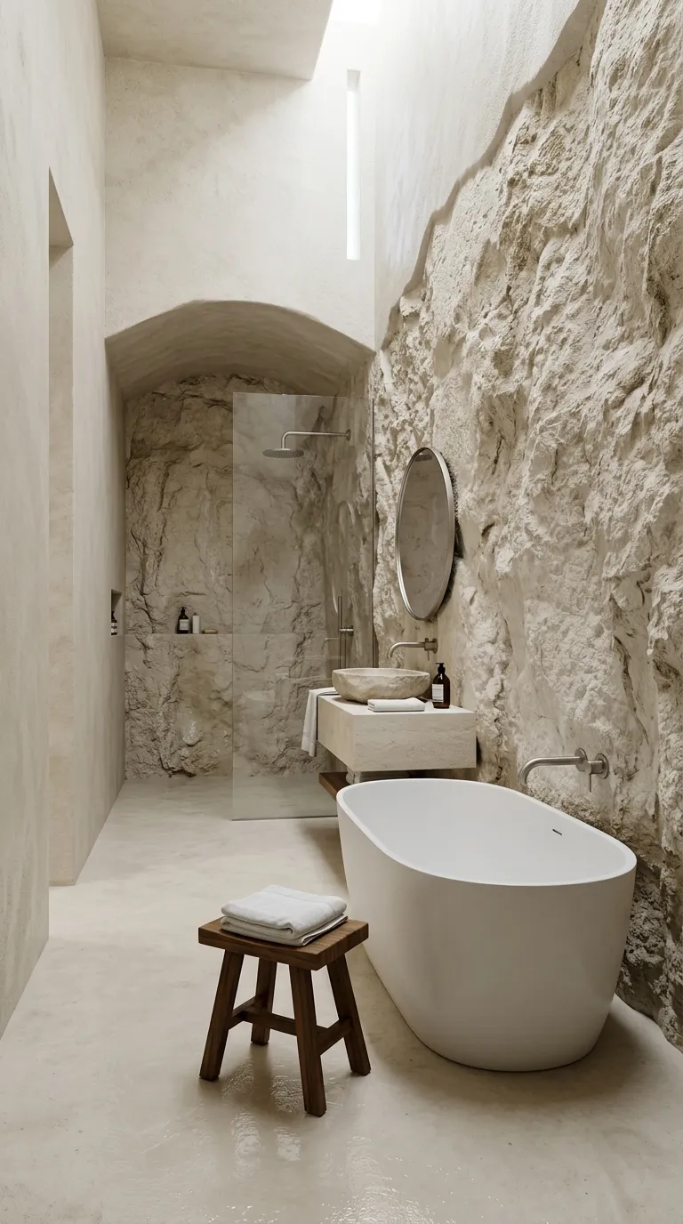 cave homes Minimalist Cave Bathroom