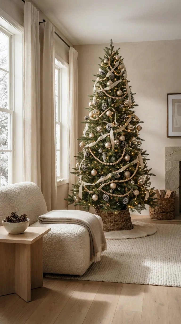 christmas decor ideas for living room Cozy Neutral Christmas Tree