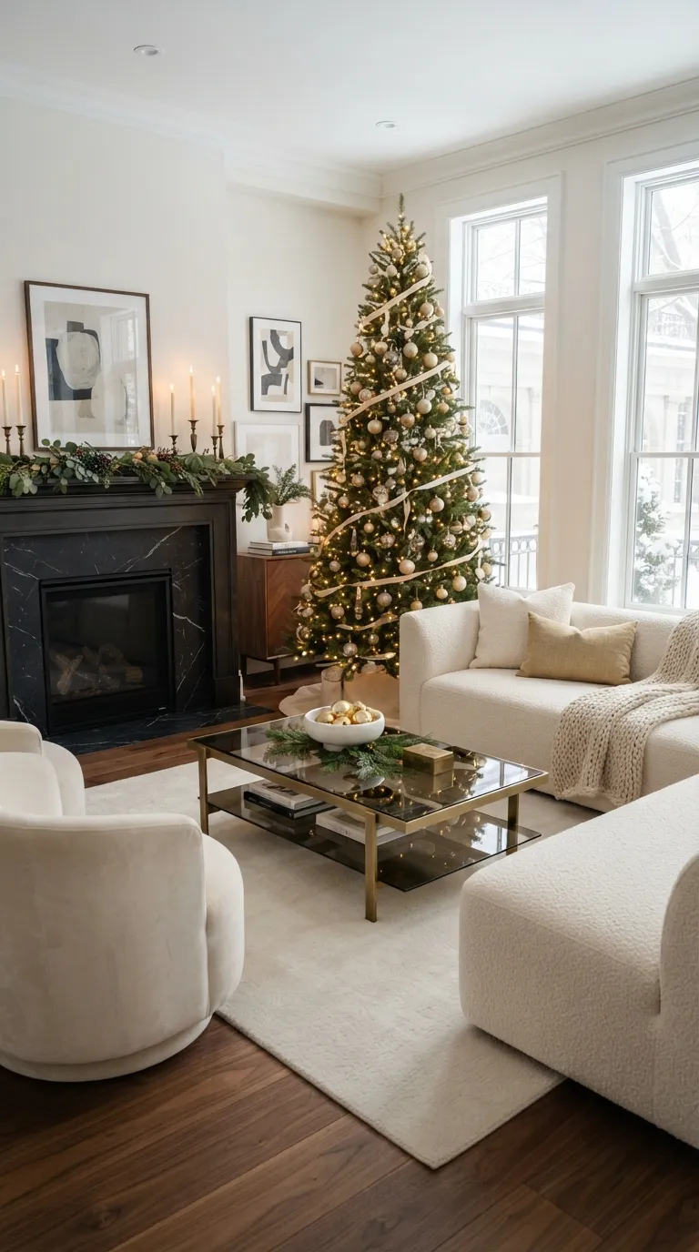 christmas decor ideas for living room Elegant Gold Christmas Touches