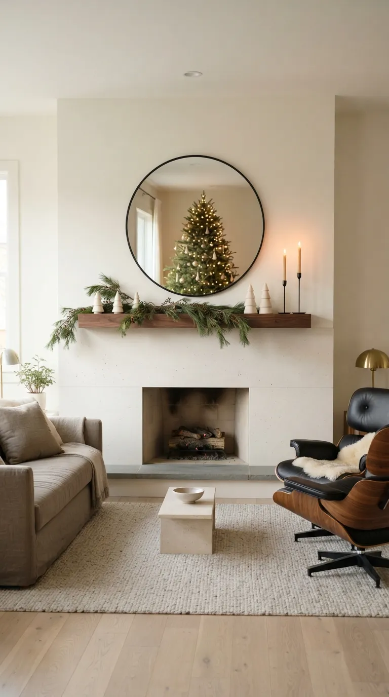 christmas decor ideas for living room Minimal Christmas Mantel