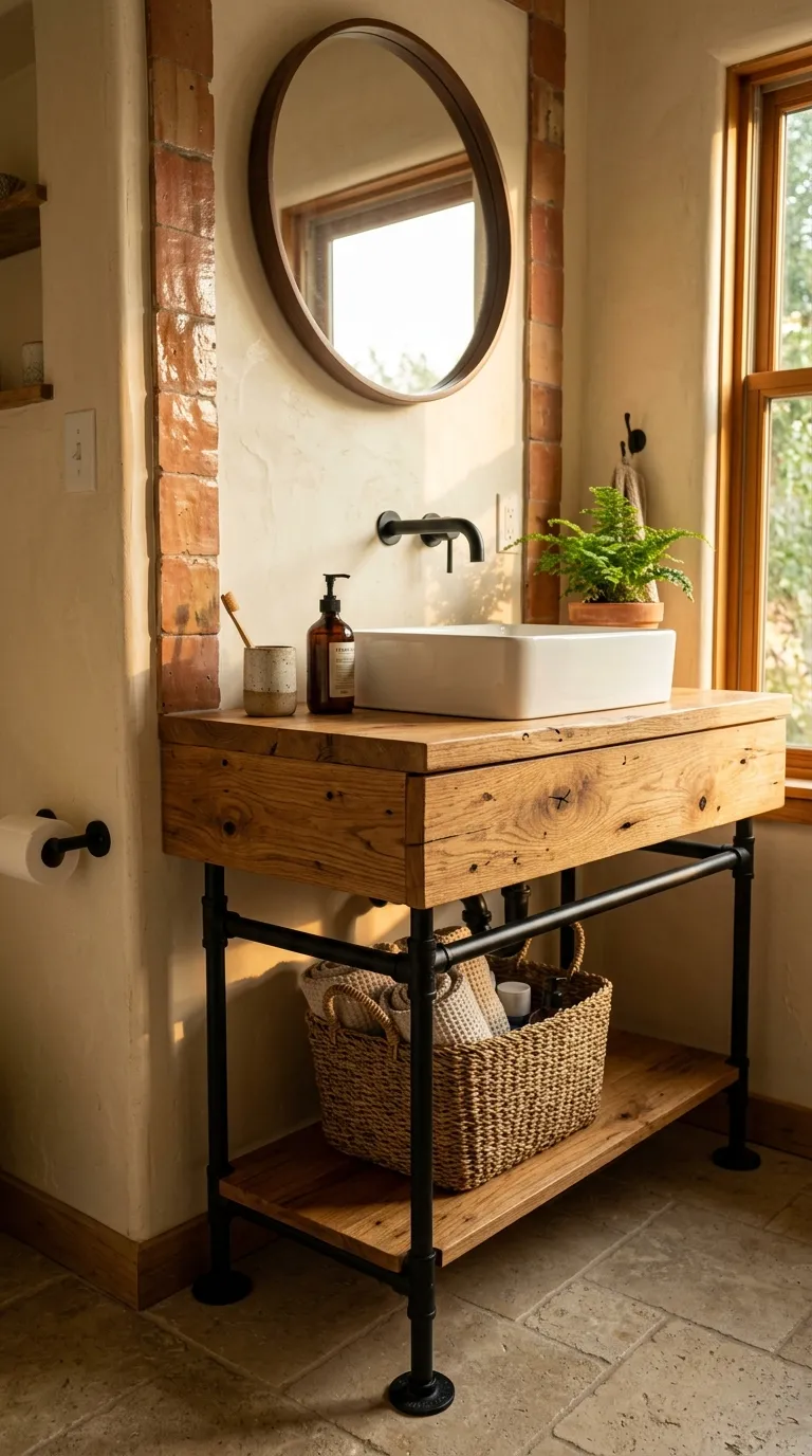 DIY bathroom vanity ideas Build a Rustic Bathroom Vanity With Pipe Details