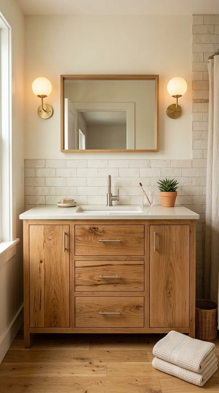DIY bathroom vanity ideas Build a Warm Wood Bathroom Vanity