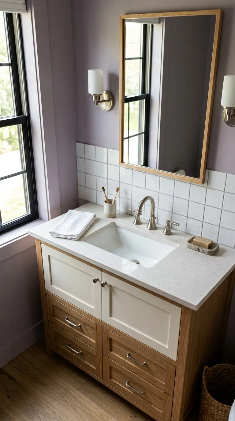 DIY bathroom vanity ideas Give a Vanity a Two-Tone Finish