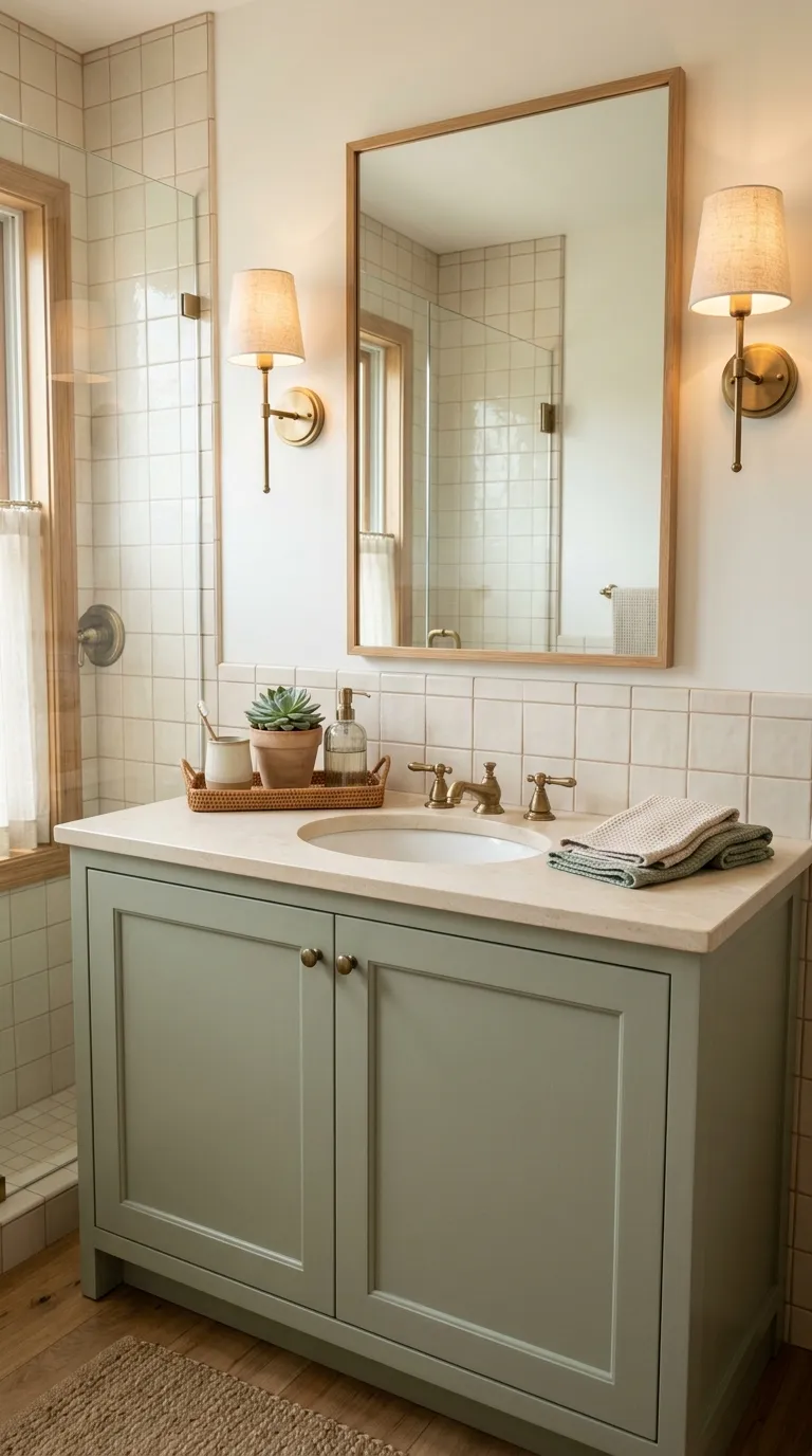 DIY bathroom vanity ideas Paint an Existing Vanity Sage Green