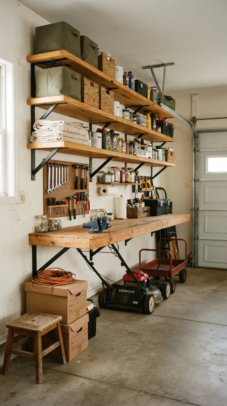 diy garage shelving ideas Wall Mounted Wood Shelves