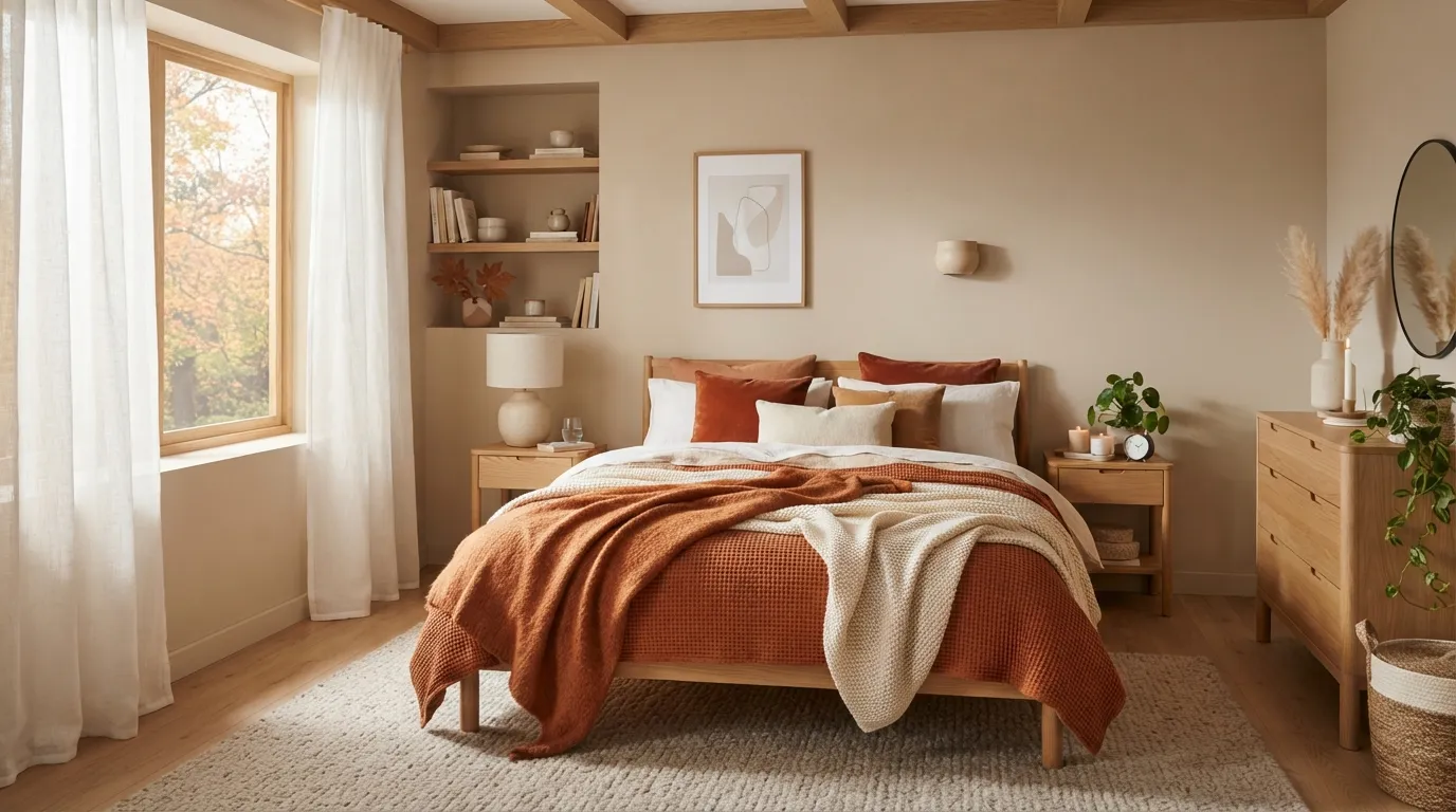 fall bedroom decor Layered Knit Bedding