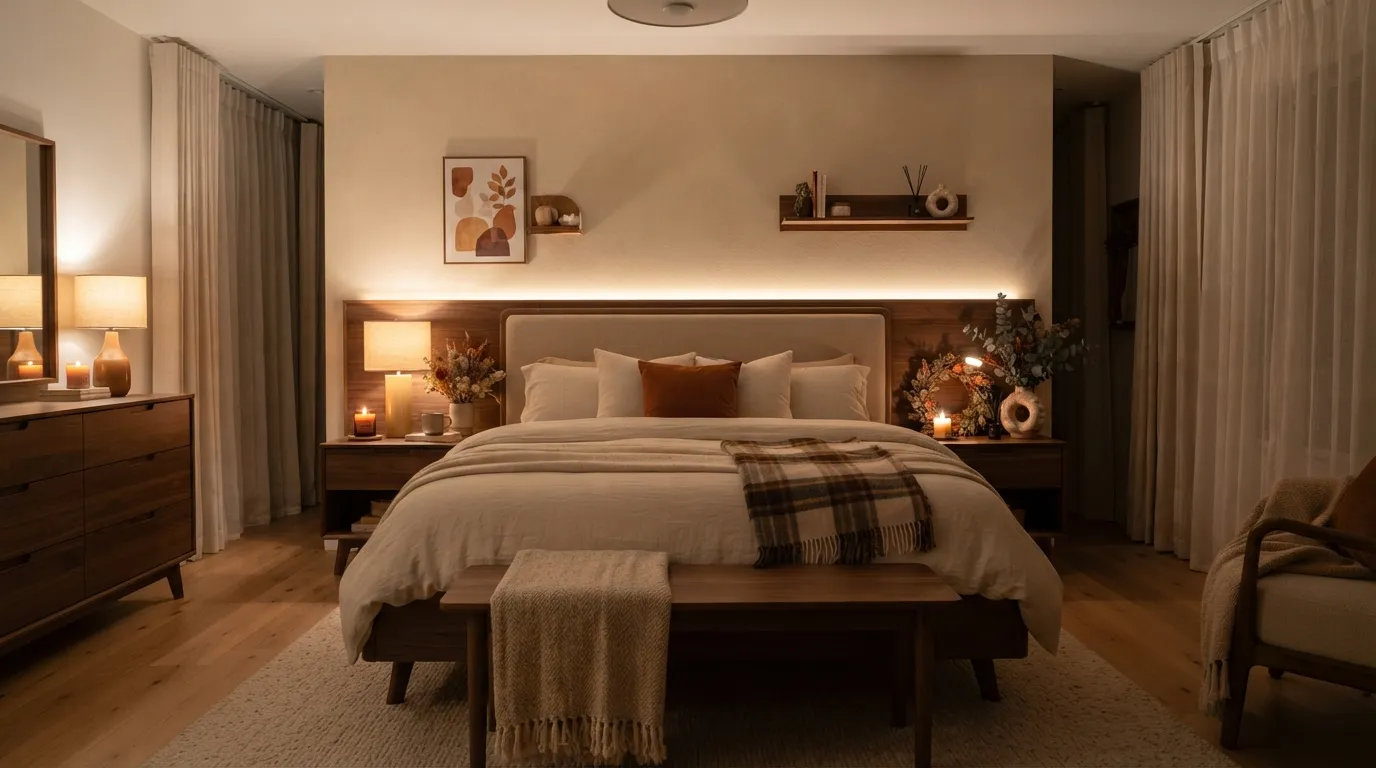 fall bedroom decor Warm Ambient Lighting