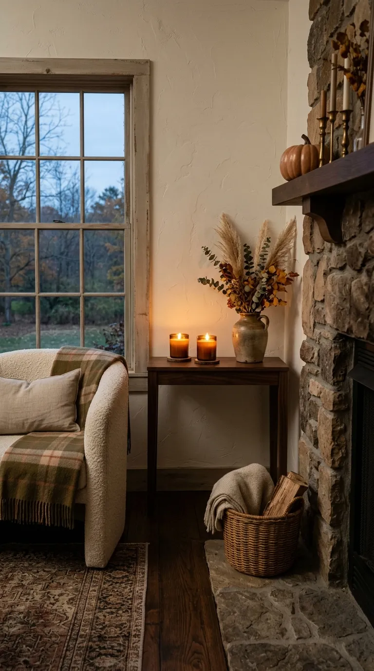 fall living room decor ideas Amber Candle Glow