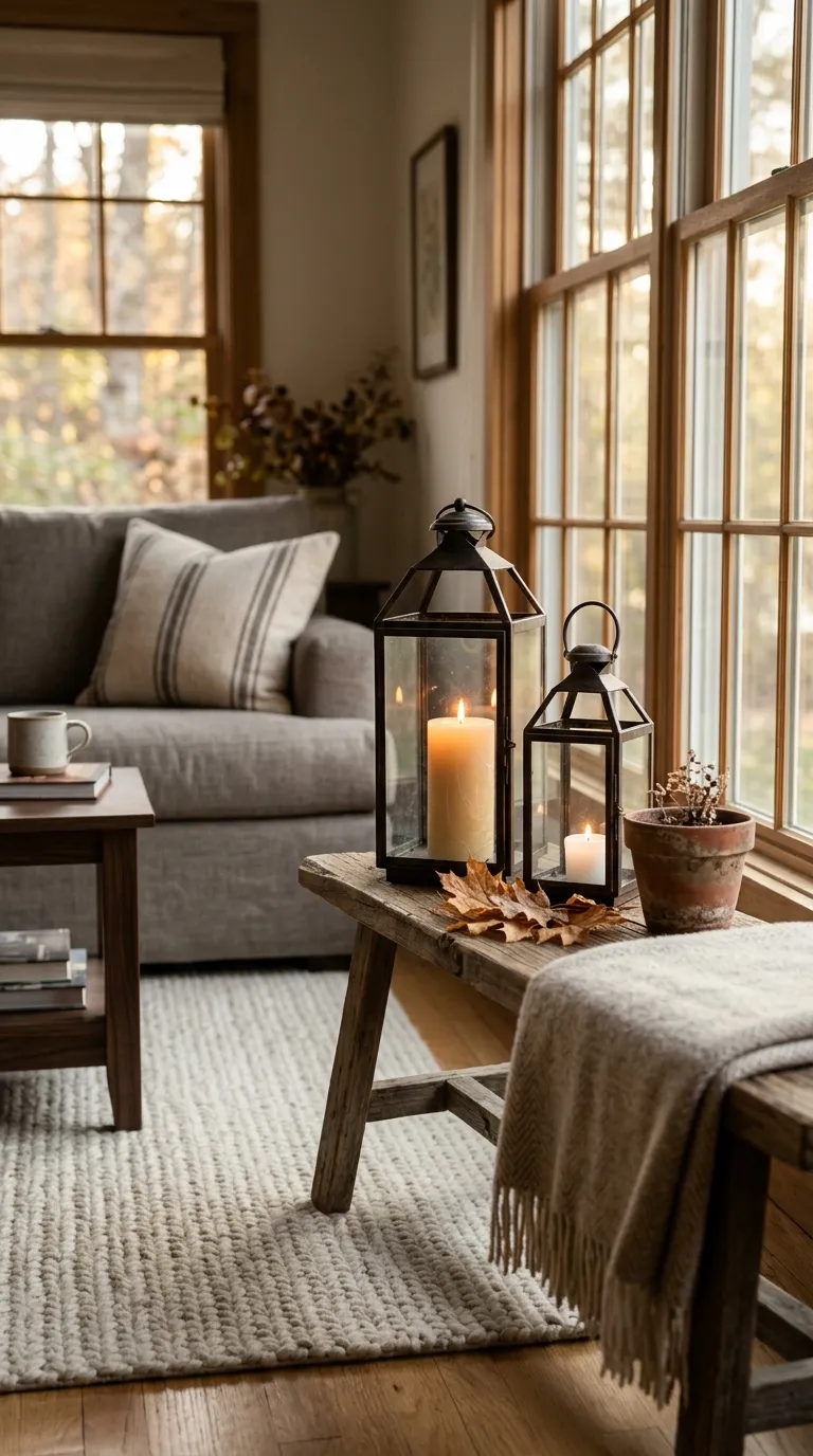 fall living room decor ideas Rustic Lantern Arrangement