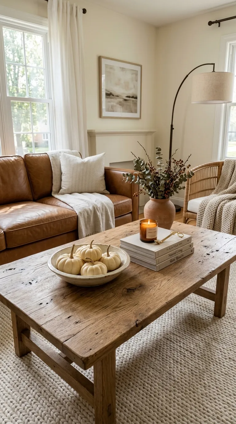 fall living room decor ideas Rustic Wood Coffee Table